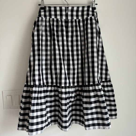 J Crew Gingham Black White Big Bow Ruffle Trim Skirt NEW Women’s size 10 - Picture 4 of 12